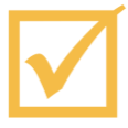 A yellow check mark inside a yellow square checkbox on a white background.
